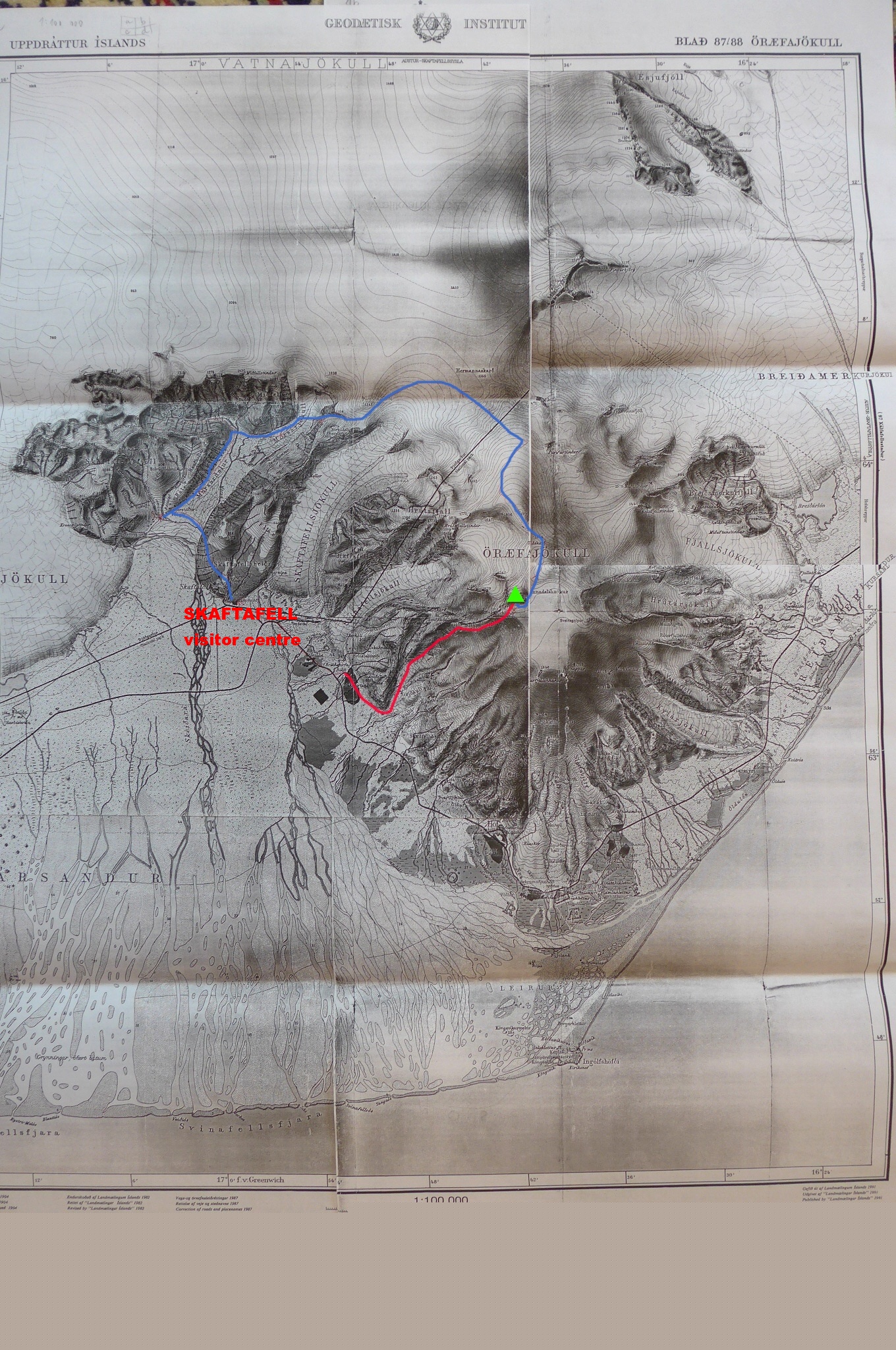 mapa Hvannadalshnúkur_100k